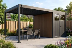 Advance lamellen overkapping 3,6x4 m. incl. berging 3,6x2 m. Aluminium - Antraciet