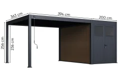 Advance lamellen overkapping 3,6x4 m. incl. berging 3,6x2 m. Aluminium - Antraciet