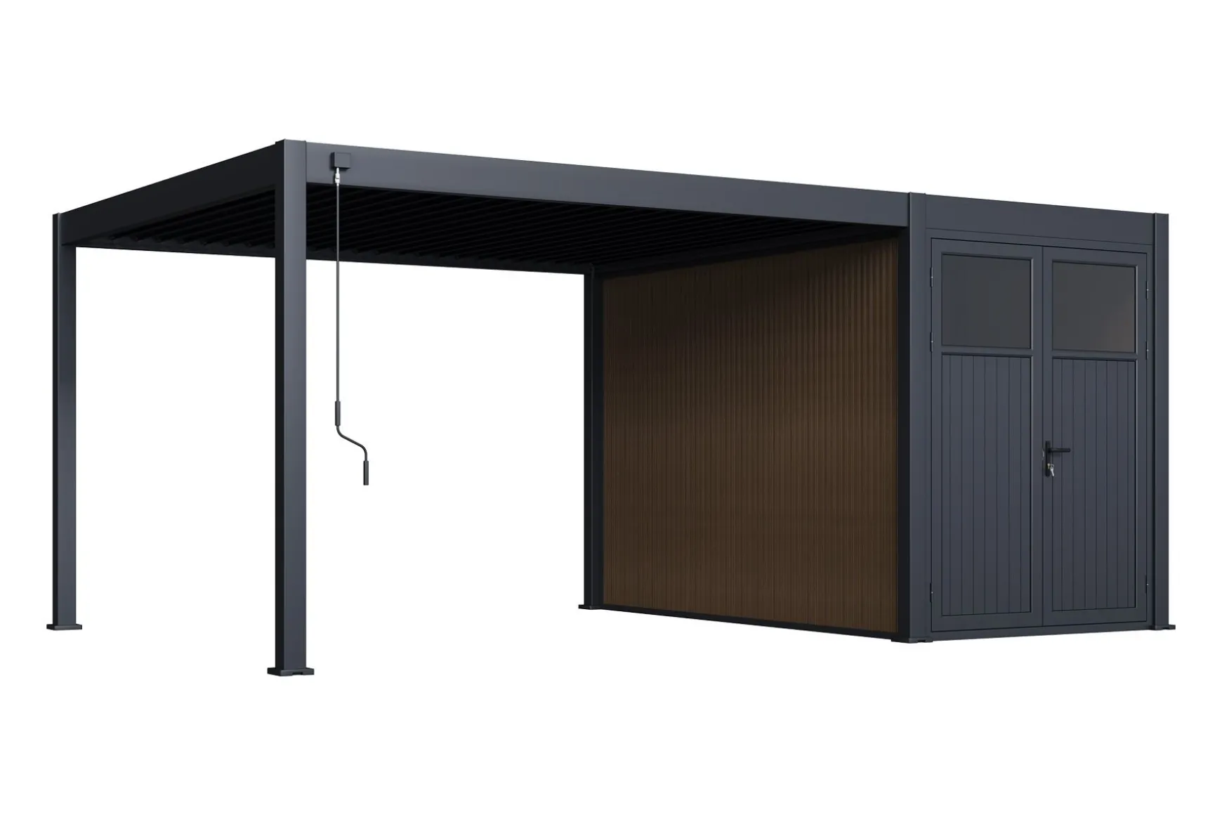 Advance lamellen overkapping 3,6x4 m. incl. berging 3,6x2 m. Aluminium - Antraciet