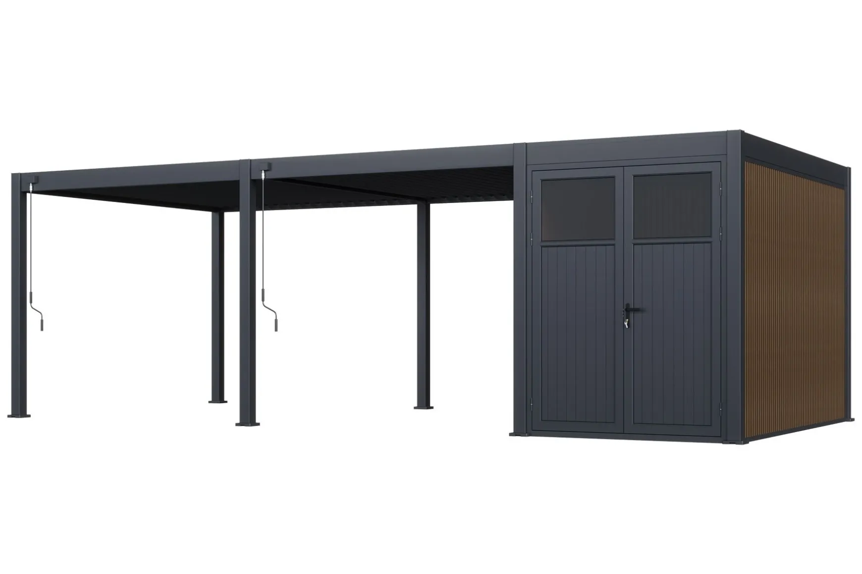 Advance lamellen overkapping 3,6x6 m. incl. berging 3,6x2 m. Aluminium - Antraciet