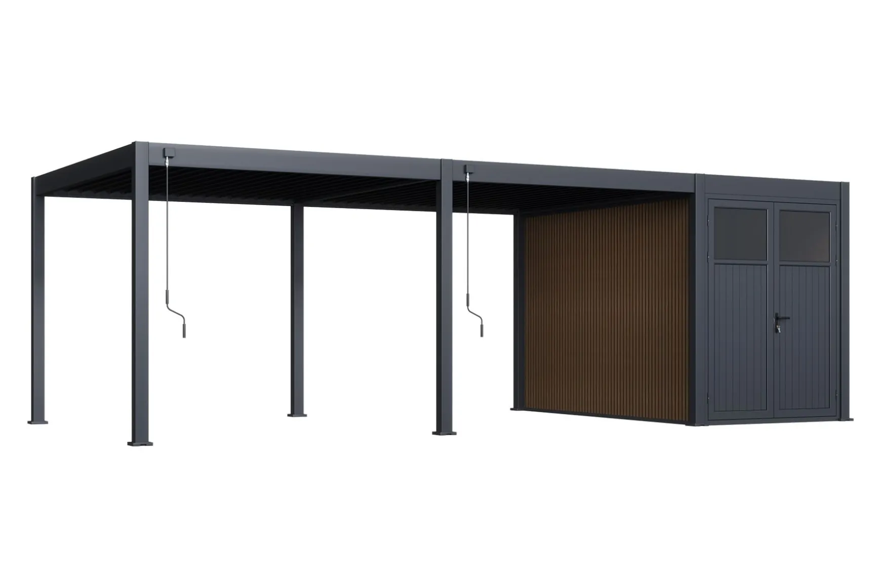 Advance lamellen overkapping 3,6x6 m. incl. berging 3,6x2 m. Aluminium - Antraciet