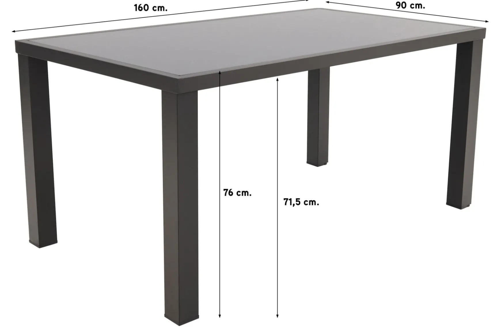 Alma tuintafel 160x90 cm. - Antraciet