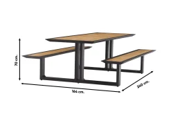 Arizona picknicktafel 240x164 cm. - Aluminium/Teak - Op=Op
