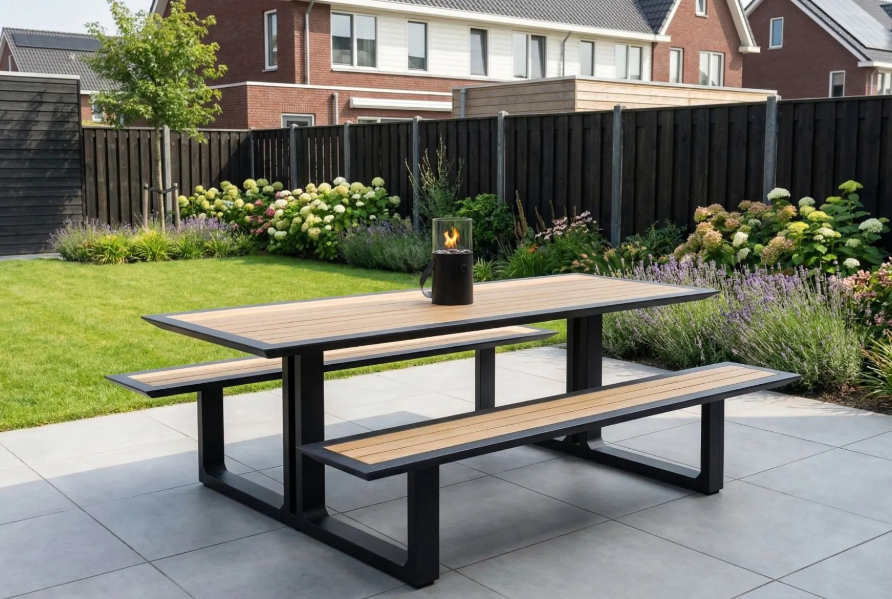 Arizona picknicktafel 240x164 cm. - Aluminium/Teak - Op=Op