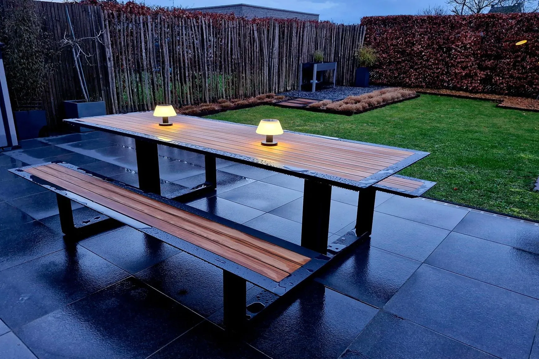 Arizona picknicktafel 240x164 cm. - Aluminium/Teak - Op=Op