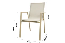 Atmos/Kings stapelbare 4-persoons tuinset 180x100 cm. - Latte