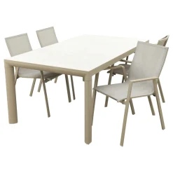 Atmos/Kings stapelbare 4-persoons tuinset 180x100 cm. - Latte