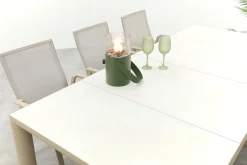 Atmos/Kings stapelbare tuinset voor 6 personen 220x100 cm. - Latte