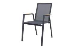Atmos stapelbare tuinstoel met teak armleuning - Antraciet
