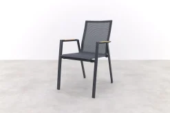 Atmos stapelbare tuinstoel met teak armleuning - Antraciet