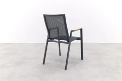 Atmos stapelbare tuinstoel met teak armleuning - Antraciet