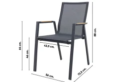 Atmos stapelbare tuinstoel met teak armleuning - Antraciet