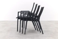 Atmos stapelbare tuinstoel met teak armleuning - Antraciet
