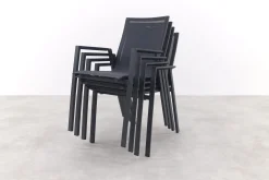 Atmos stapelbare tuinstoel met teak armleuning - Antraciet