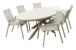 Atmos/Ventaro stapelbare ovale tuinset 240x115 cm. - Latte