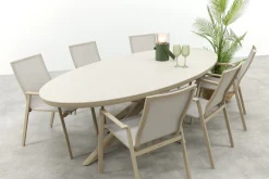 Atmos/Ventaro stapelbare ovale tuinset 240x115 cm. - Latte