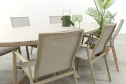 Atmos/Ventaro stapelbare ovale tuinset 240x115 cm. - Latte