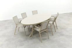Atmos/Ventaro stapelbare ovale tuinset 240x115 cm. - Latte