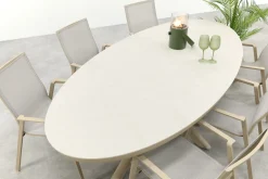 Atmos/Ventaro stapelbare ovale tuinset 240x115 cm. - Latte