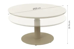 Aversa up&down ronde verstelbare tuintafel Ø120 cm. - Latte