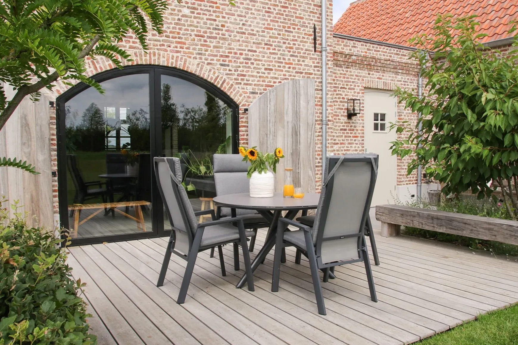 Azoren dining tuinstoel verstelbaar (incl. kussen) - Antraciet