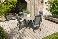 Azoren/Dublin verstelbare ronde tuinset Ø120 cm. - Antraciet