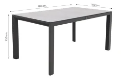 Baltimor dining tuintafel 180x100 cm.