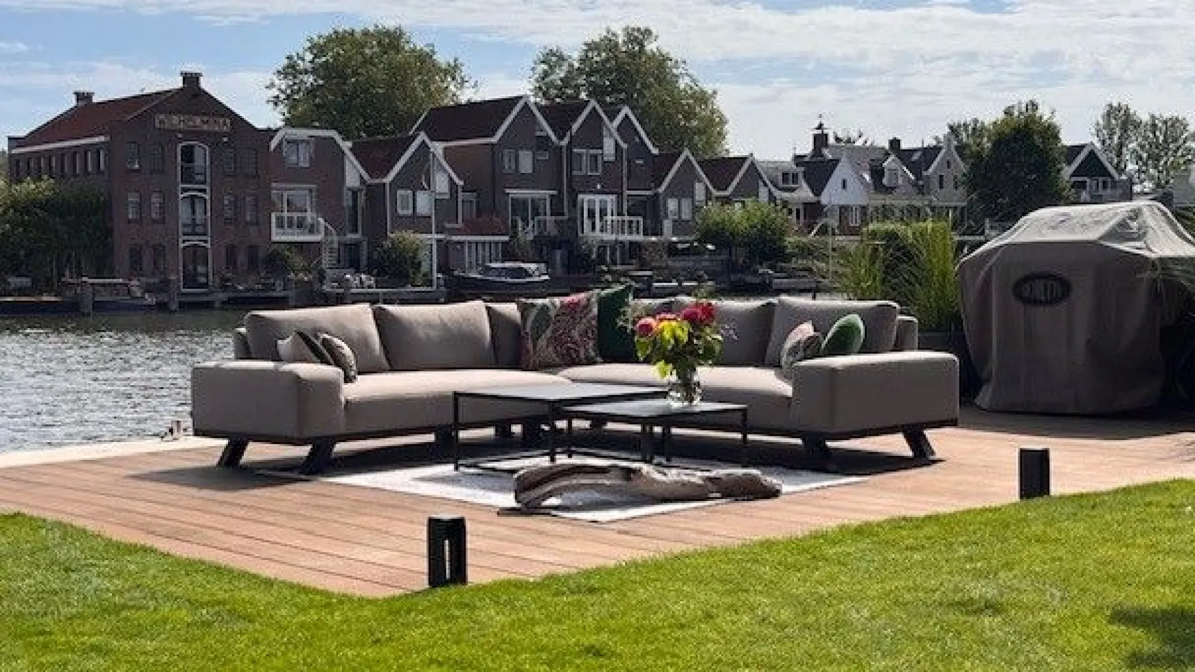 Barcelona/Royalty Sunbrella loungeset - Taupe - 4-delig