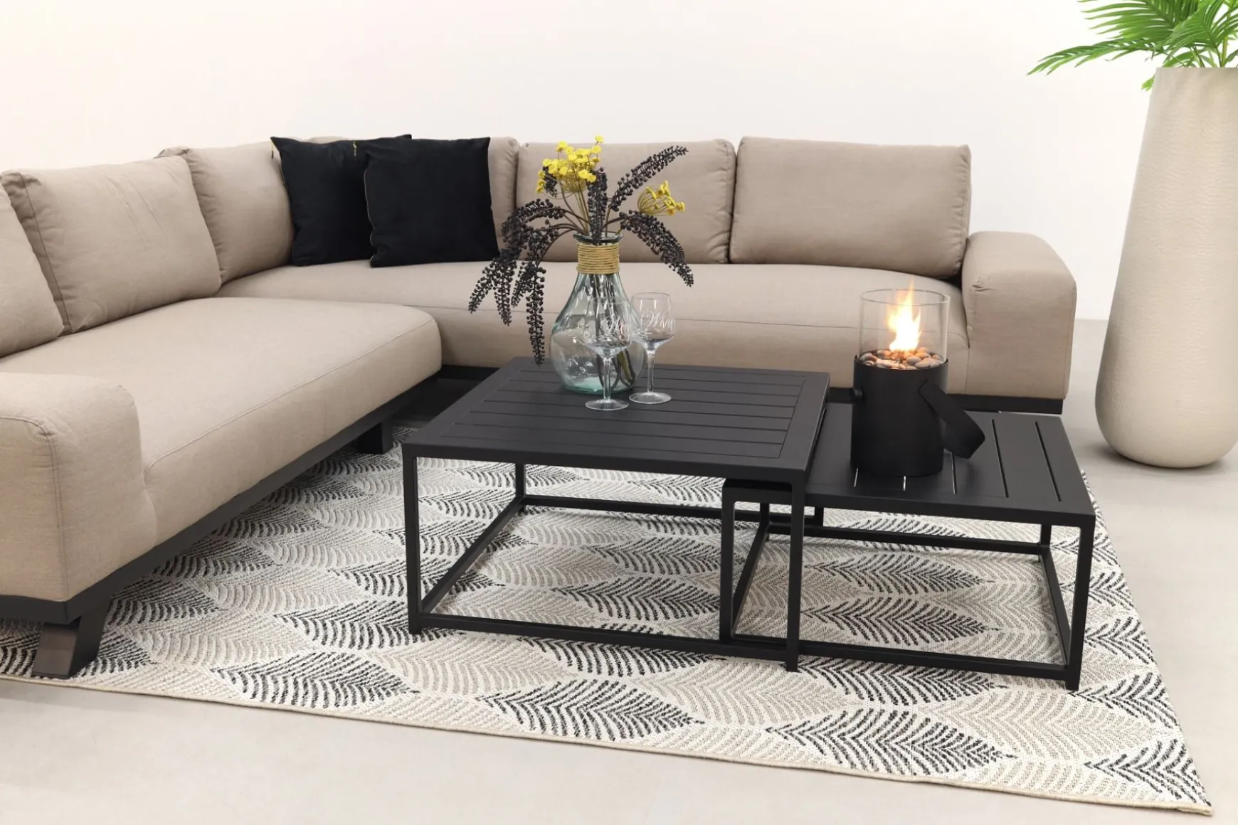 Barcelona/Royalty Sunbrella loungeset - Taupe - 4-delig