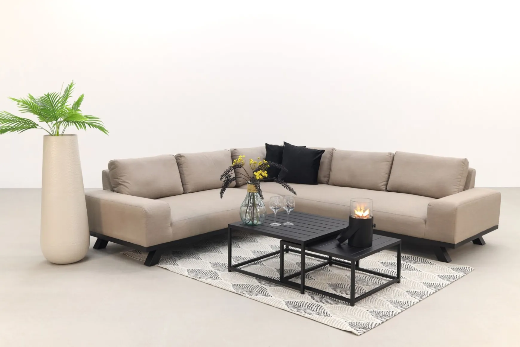Barcelona/Royalty Sunbrella loungeset - Taupe - 4-delig
