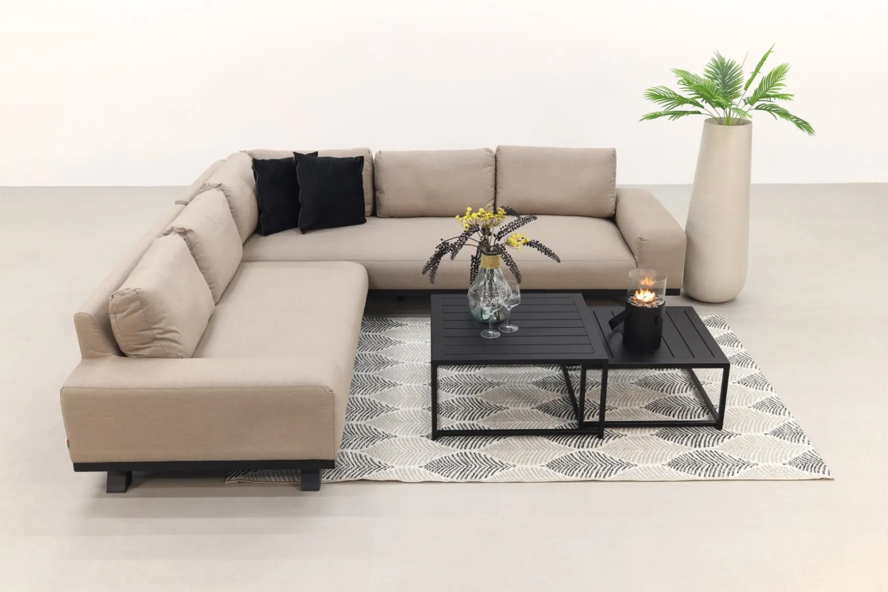 Barcelona/Royalty Sunbrella loungeset - Taupe - 4-delig