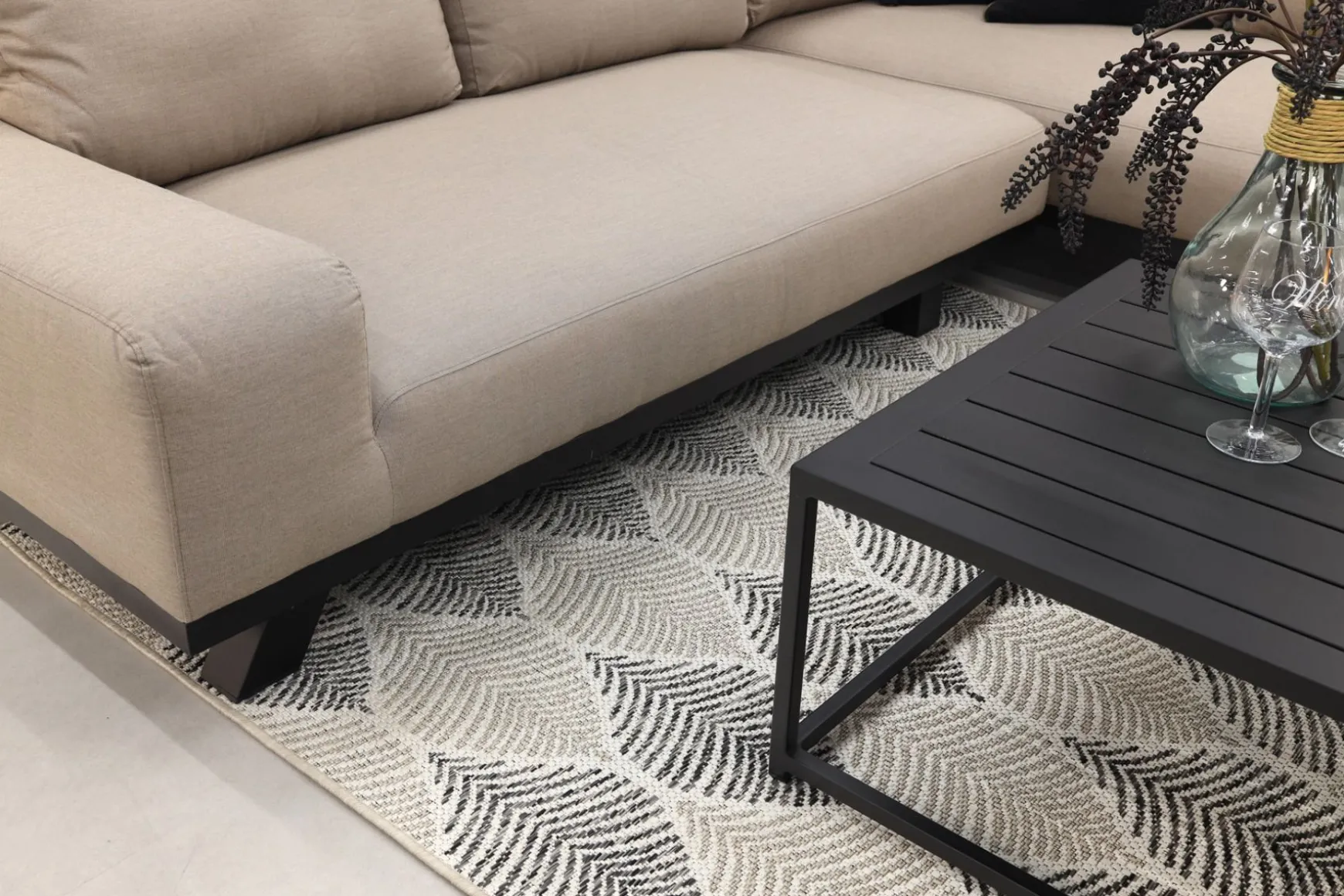 Barcelona/Royalty Sunbrella loungeset - Taupe - 4-delig