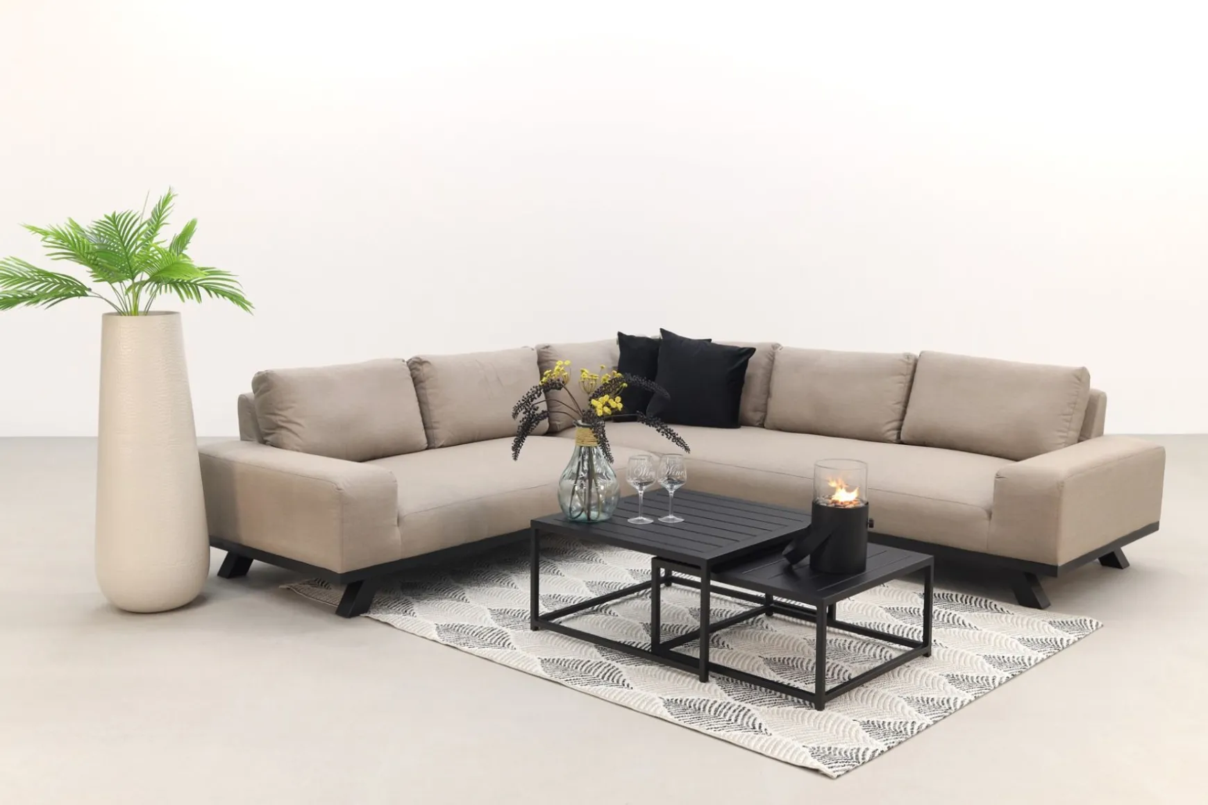 Barcelona/Royalty Sunbrella loungeset - Taupe - 4-delig