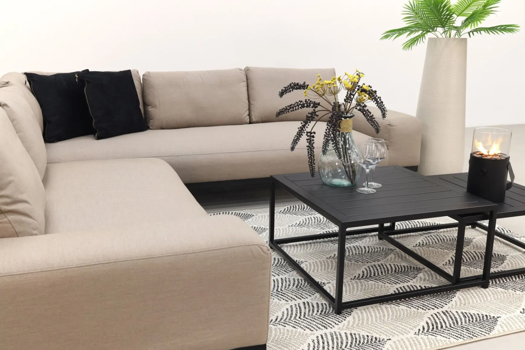 Barcelona/Royalty Sunbrella loungeset - Taupe - 4-delig