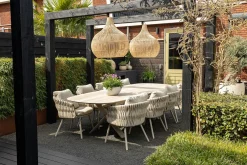 Baya/Indigo uitschuifbare tuinset voor 8 personen 250-310x110 cm. - Keramiek/Mokka