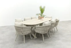 Baya/Indigo uitschuifbare tuinset voor 8 personen 250-310x110 cm. - Keramiek/Mokka