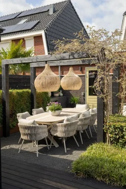 Baya/Indigo uitschuifbare tuinset voor 8 personen 250-310x110 cm. - Keramiek/Mokka