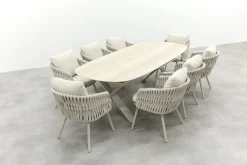 Baya/Indigo uitschuifbare tuinset voor 8 personen 250-310x110 cm. - Keramiek/Mokka