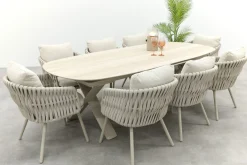 Baya/Indigo uitschuifbare tuinset voor 8 personen 250-310x110 cm. - Keramiek/Mokka