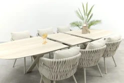 Baya/Indigo uitschuifbare tuinset voor 6 personen 250-310x110 cm. - Keramiek/Mokka