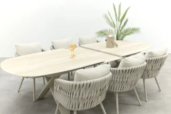 Baya/Indigo uitschuifbare tuinset voor 6 personen 250-310x110 cm. - Keramiek/Mokka