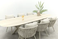 Baya/Indigo uitschuifbare tuinset voor 6 personen 250-310x110 cm. - Keramiek/Mokka