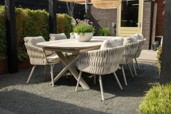 Baya/Indigo uitschuifbare tuinset voor 6 personen 250-310x110 cm. - Keramiek/Mokka