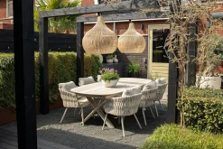 Baya/Indigo uitschuifbare tuinset voor 6 personen 250-310x110 cm. - Keramiek/Mokka