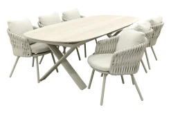 Baya/Indigo uitschuifbare tuinset voor 6 personen 250-310x110 cm. - Keramiek/Mokka
