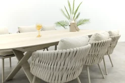 Baya/Indigo uitschuifbare tuinset voor 6 personen 250-310x110 cm. - Keramiek/Mokka