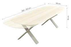 Baya/Indigo uitschuifbare tuinset voor 6 personen 250-310x110 cm. - Keramiek/Mokka