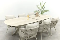 Baya/Indigo uitschuifbare tuinset voor 6 personen 250-310x110 cm. - Keramiek/Mokka