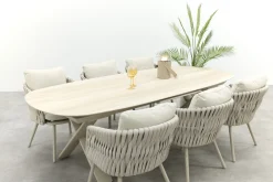Baya/Indigo uitschuifbare tuinset voor 6 personen 250-310x110 cm. - Keramiek/Mokka