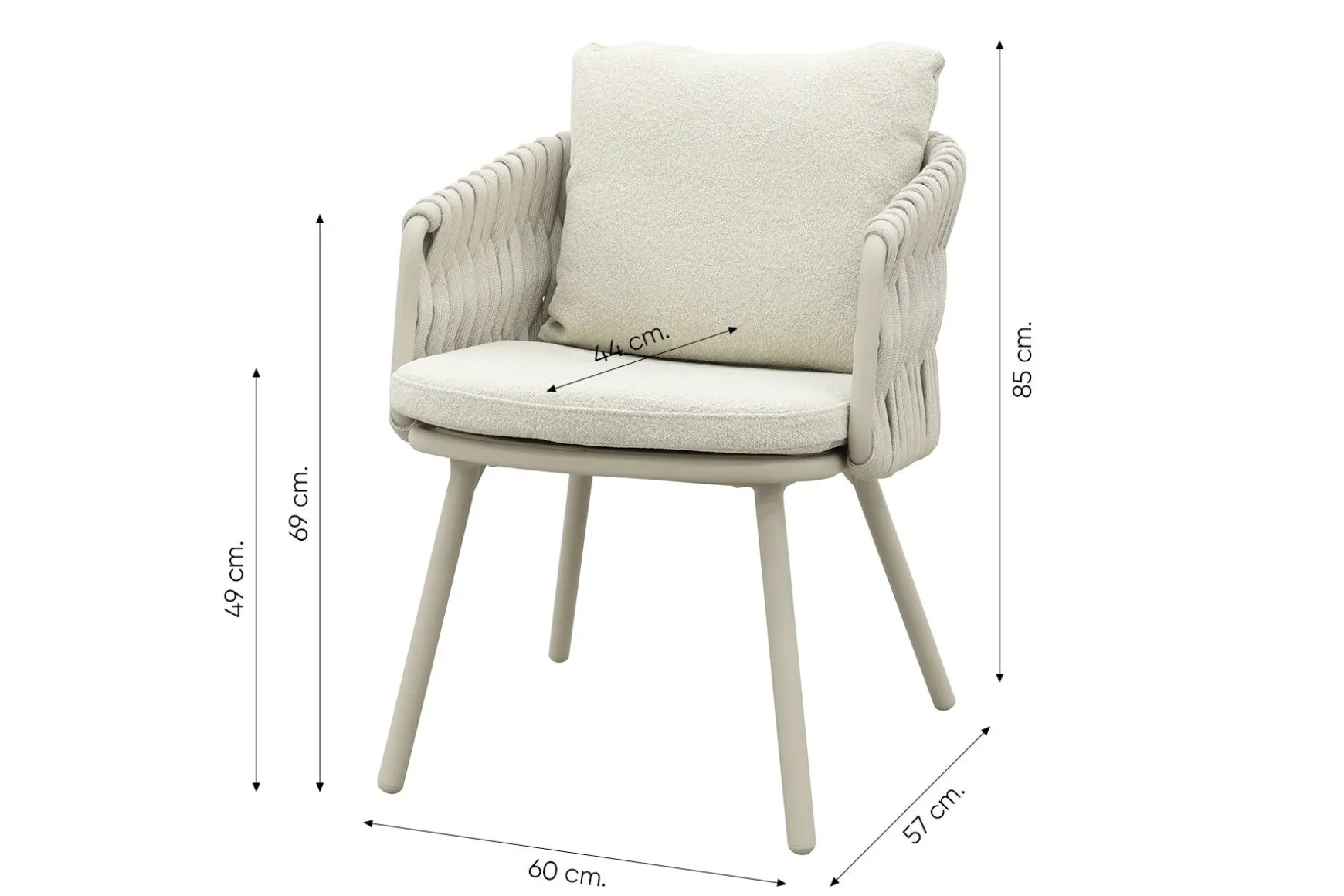 Baya rope dining tuinstoel - Mokka